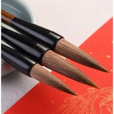 문항명필 서예 캘리그라피 동양화 굵은 큰 붓 고급 족제비모 낭호 3종 세트, 3개