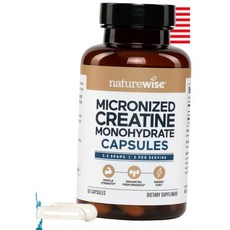 네이처로와이즈 미크로나이즈드 크레아틴 모노하이드레이트 정 당 2500mg 여성 남성 순수 무향 근육량과 지구, 1개