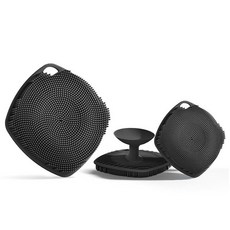 ARIOSOX 페이스 스크러버 2팩 실리콘 부드러운 칫솔모 거품 민감한 피부 각질 제거 딥 클리닝 거대한 흡착 컵 스틱 안전한 보관 블루 237139, 바디 + 페이스 스크러버 블랙