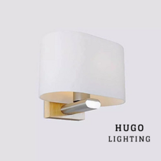 HUGO LIGHTING 日式木作壁燈 橢圓弧型燈罩, 12w 玉米燈泡 黃光