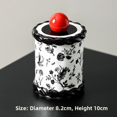 레트로 복고풍 엔틱 세라믹 이쑤시개 홀더 고급 보관함 정리함 치실 정리함 가정용 용기 (산), 01 정글 이쑤시개 상자-검정색 + 빨간색 구슬