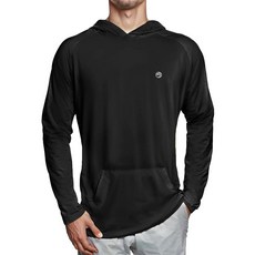 남성용 드라이핏 UPF 50+ 자외선 차단 셔츠 후드 낚시 SPF 래쉬가드 블랙. L 157938