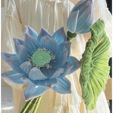 거대 연꽃 장식품 트위스트 완드 DIY 수제 꽃다발 재료 키트 거실 장식용, 연꽃 3종 세트 [블루 연꽃] 글루건 스타일