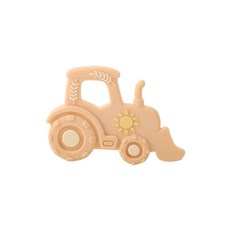 DFMEI 鉑金硅膠牙膠彩色新品豎琴咬膠嬰兒磨牙磨牙器寶寶多色磨牙棒, 1個, 如圖, 咖色推土機