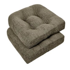 식탁 의자용 다운럭스 의자 쿠션 4팩 미끄럼 방지 바닥이 있는 터프트 실내 패드 U자형 주방 쿠션 17인치 X17인치 X4 카키색, Coffee, 17"x17"x4"(2 Pack)