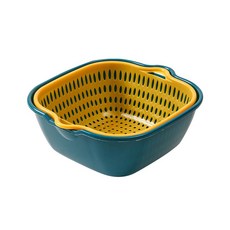 雙層瀝水籃, 1個, 藍+黃