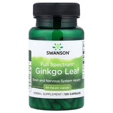 Swanson Full Spectrum® Ginkgo Leaf 60 mg 120 Capsules, 1개