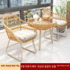 야외 라탄 테이블 인테리어 등나무 의자 카페, 원형 테이블+2 노랑 포함