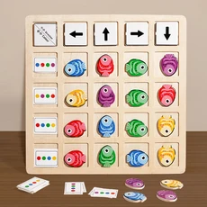 Children's Wooden Montessori Toys Kids Logical Thinking Direction Color Battle Board Game, 01 tiddler