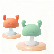 蘑菇造型寶寶固齒器 嬰幼兒矽膠磨牙棒 舒緩長牙不適 訓練抓握能力, 隨機顏色, 1個, 固齒器