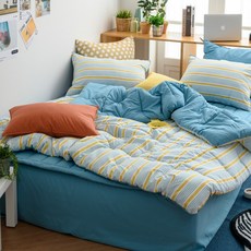 산뜻한 컬러 알러지없는 소프트마이크로 스트라이프 양면차렵이불