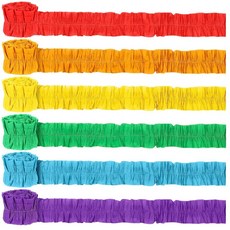 Fuutreo 6롤 러플 게시판 테두리 18m(60피트) 다채로운 트림 교실 장식 크레이프 종이 DIY 공예 개학 가정 아기방 192404, Rainbow Color