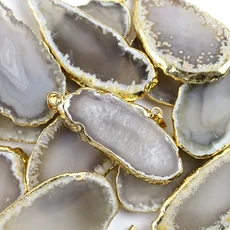 천연 마노 슬라이스 4060mm Geode 세련된 크리스탈 스톤 DIY 펜던트 미네랄 홈 인테리어 치유 선물, 옵션07) DE022-GRAY