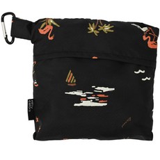 nifty colors 兩用背包籃防雨罩 多款圖案 防水收納套 適用書包腳踏車籃 黑色熱帶紅鶴, 1個, 黑色-熱帶紅鶴（現貨/7097）, 黑色-熱帶紅鶴