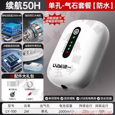 LUYI綠一 雙孔氣石套組防水充電增氧泵 9500mAh電池 持續運行165H, 1個, 【單孔-續航50h】防水+氣石套餐