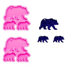 2 귀여운 워킹 북극곰 세트 반짝이는 키체인 실리콘 몰드 2개 - 에폭시 레진 공예 퐁당 케이크 장식 캔디 제작용 DIY 펜던트 주얼리 제작, 2 귀여운 워킹 북극곰 세트 반짝이는 키체인 실리콘 몰