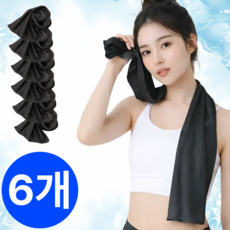 펠코스 스포츠 타올 쿨타올 운동 땀수건, 6개, 블랙