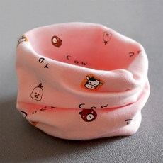 목도리 겨울 방한 머플러 남아 여아 순면 보온 귀보호 넥워머, 핑크-카우