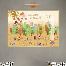 보고아트 봄 여름 가을 겨울 풍경화 일러스트 북유럽 인테리어 그림 액자, 6_가을 공원 일러스트