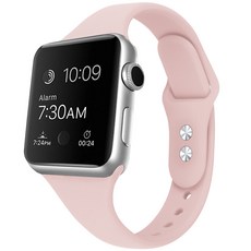MOHARLAB Apple Watch 3/4/5/6/7/8/SE 矽膠錶帶+保護貼, 07粉色, 38mm