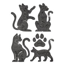 1개 고양이 모양 유리 핫픽스 라인스톤 다리미 부착형 액세서리 (옷 가방 바지용) 297x210mm, 혼합색