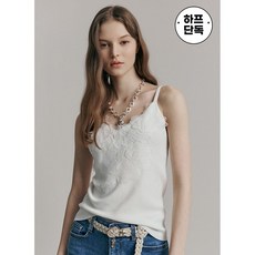 마쟈 모티브 레이스 블록 슬리브리스 니트