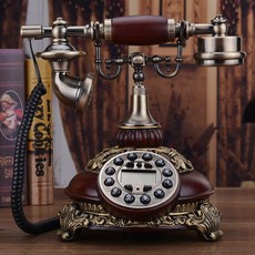 소품 골동품 다이얼 엔틱전화기 엔틱 미국 유럽 복고 버튼식, 레귤러 버전 마호가니 싱글 벨