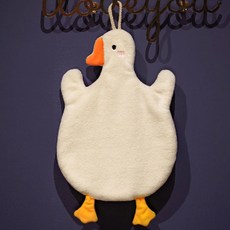 거위 고리수건 3개세트 주방 핸드타올 캐릭터 극세사 손타올 욕실 키친, 화이트, 1세트