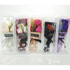 비누꽃다발 향기가득 장미 비누꽃 꽃다발(3송이+포장+플라워박스) 꽃바구니 성년의날 생일, 장미 핑크