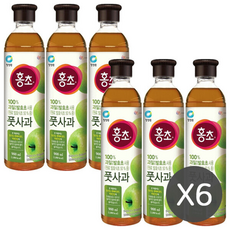 청정원 홍초 풋사과 디저트 식초 음료, 900ml, 6개