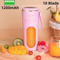 충전식 휴대용 착즙기 컵 빠른 혼합 디지털 디자인 2400mAh 용량 실내 및 주스 기계 14 블레이드 202, 01 Pink Basic