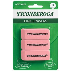 TICONDEROGA 분홍색 카네이션 지우개 웨지 미디엄 분홍색 3팩X38943 151522, Ticonderoga TICONDEROGA 분홍색 카네