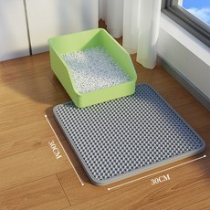 kp貓砂墊防帶齣貓砂盆防外濺墊子防滑耐抓超大雙層集砂過濾漏控砂墊, 1個, 【高級灰】30*30釐米