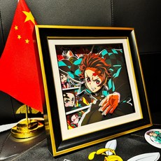 귀멸의 칼랑 (토키토 무이치로) 블라인드 박스 입체그림 세트 - 하시라 피규어 퍼즐 캔버스액자 선물, 21x21CM(21x21센티미터), 타마모 탄지로