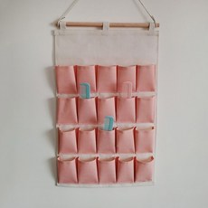 壁掛式帆布收納袋 20格儲物掛袋, 純粉梳子收納20兜