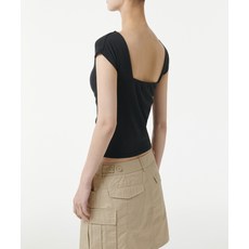 매장정품 무신사스탠다드우먼 MUSINSA STANDARD WOMAN 우먼즈 오픈 백 슬림 반팔 티셔츠 [블랙] MWDTS3Z07-BK 541286