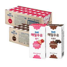 매일우유 초코+딸기 + 멸균 가공유 /초코+딸기, 200ml, 1개