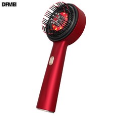 DFMEI 頭皮電動按摩梳家用養髮梳揉捏導液生髮儀紅光護髮梳頭皮按摩器, 如圖, 紅色(英文版)