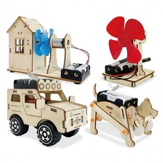 과학 조립 교구세트 4종-1세트 로봇강아지+전동지프외