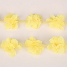 3D 쉬폰 클러스터 꽃 레이스 드레스 장식 패브릭 아플리케 트리밍 바느질 용품 1 야드/로트 (12 개 꽃), 02 Yellow