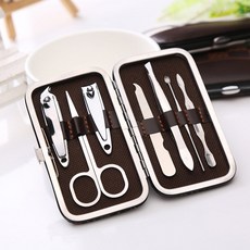 지갑형 스텐 손톱깍이 7종 세트 가정용 휴대용 여행용 네일, 1개, 금장패턴