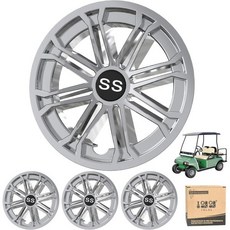 10L0L 골프카트 SS 휠 커버 허브 캡 EZGO 클럽카 야마하용 8인치 스냅온 설치 크롬 세트 4개, New Chrome(00088-A)