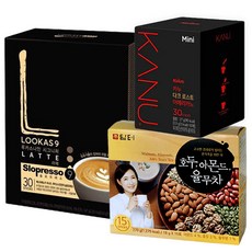 카누 다크 로스트 아메리카노 미니 30개입 + 루카스나인 시그니처 라떼 30개입 + 담터 호두 아몬드 율무차 15개입, 1세트, 1개
