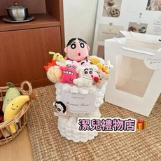 蠟筆小新 小白 玩偶禮物花束 不凋謝花束, 1個, 鱷魚小新+禮物袋