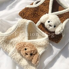 펫스타일 양털 푸들 조끼 강아지옷 애완견패션, S, 크림색
