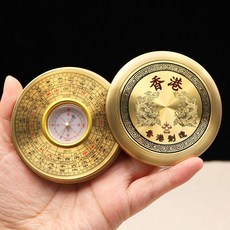 휴대용 팔괘 풍수나침반 지리 원형 미니 구리, 직경 7.5 cm, 1개