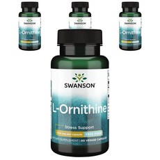 스완슨 L-오르니틴 500mg 베지 캡슐, 60개입, 4개, 60정
