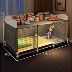 강아지 울타리 집가정용개집 실내용개집 소형 중형견용 화장실 분리형 펫 케이지 배변패드, 1개, 블랙