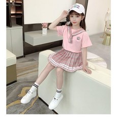 女童夏季套裝 學院風兒童套裙兩件套