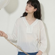 [SML사이즈]소프트 여성 레이스 브이넥 블라우스 빅사이즈 하객룩 셔츠 남방